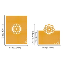 Table Card for Wedding Bride Shower Dinner, Reception, Banquet, Buffet Food, Seating Place Cards for Tables, Scored for Easy Folding, Hollow Flower Design, 50 Pack (Pink)