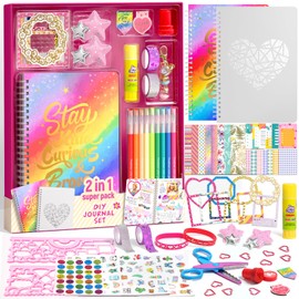 ADUSRIZ 2-Pack DIY Journal Kit for Girls, Journal Set with Stickers, Birthday Gifts for Teen Girls, Decorate Your Planner/Organizer, Journaling Arts Craft Kit, Ideal Gifts for 8-12 13 14 Year Old Girl