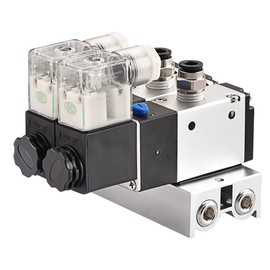 Heschen Electrical Pneumatic Twin Solenoid Valve, 3V210-08, DC24V, PT1/4, 3/2 Way, Manifold Base Muffler Quick Fittings Set