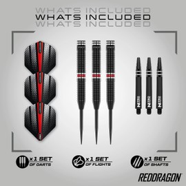 RED DRAGON Razor Edge ZX-95-22 gram Tungsten Professional Darts Set with Flights and Nitrotech Shafts (Stems)