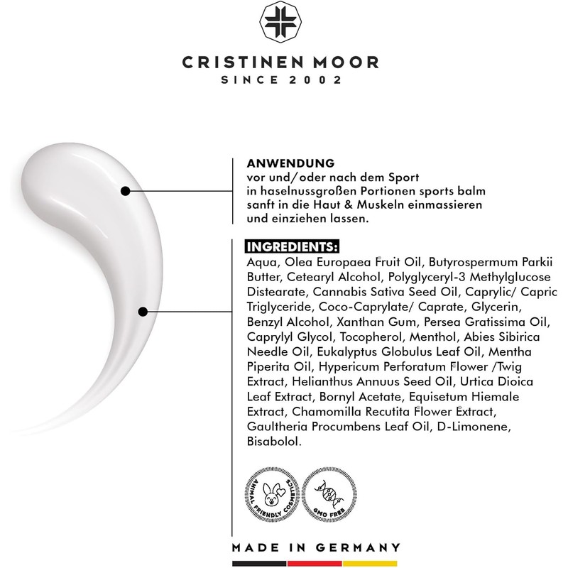 CristinenMoor Sports Balm Protect I Hemp Oil Cream Deep Care