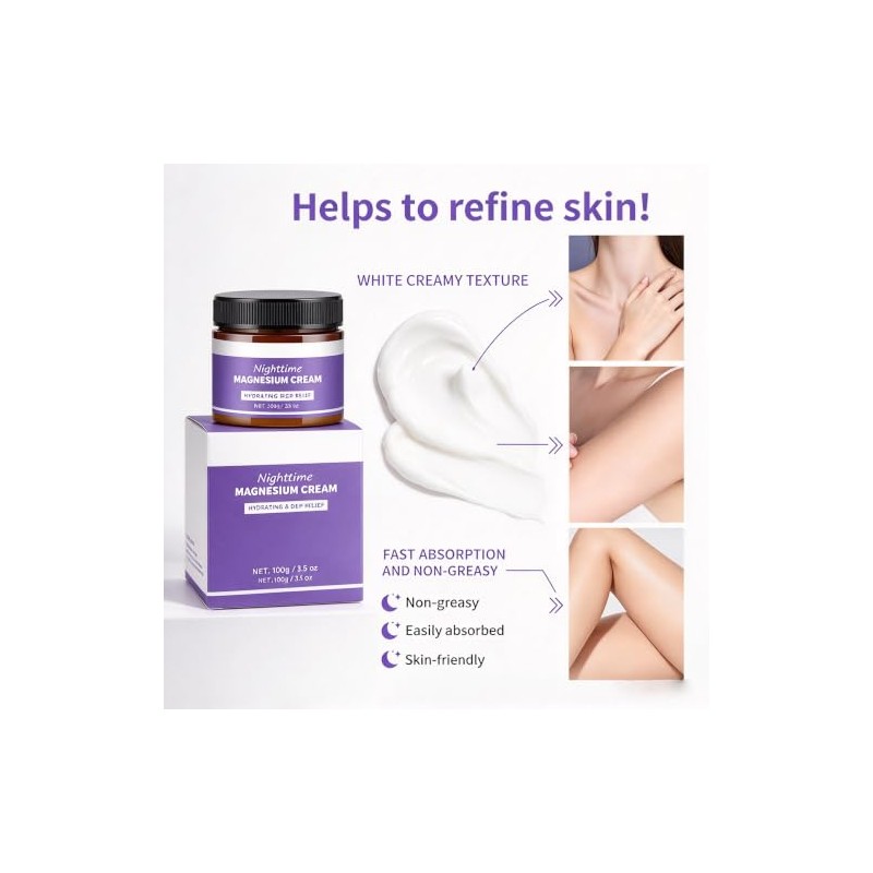 Nighttime Magnesium Cream, Lavender Body Lotion (1 Pcs)