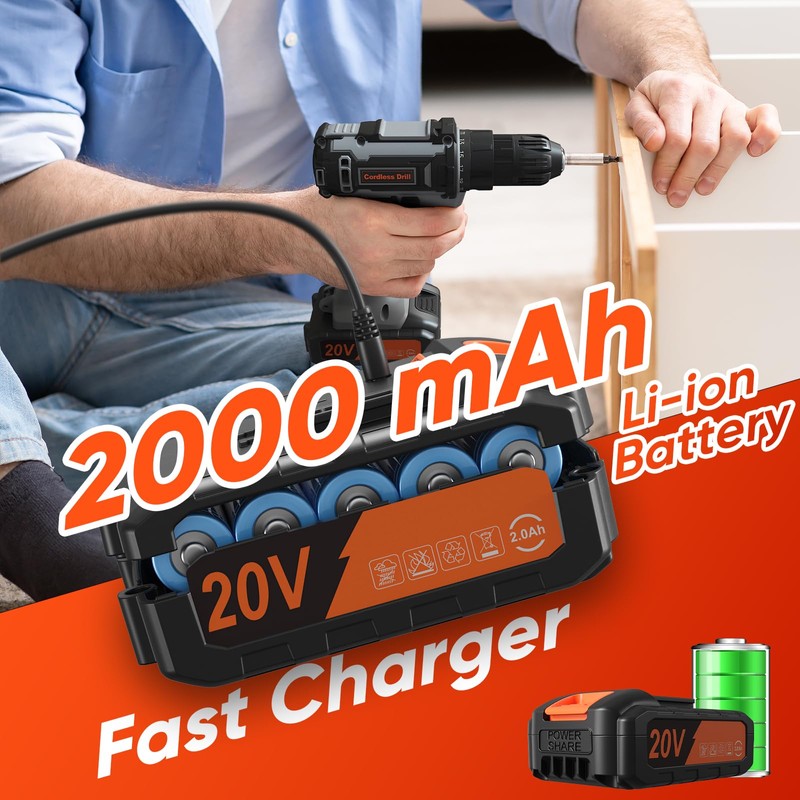 Cordless Drill Set, VIWKO 20V Power Drill with Power Pack