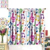 Music Curtains,Colorful Music Equalizer Note Pattern Polyester Fabric Window Treatments