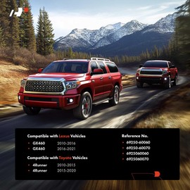 A-Premium Front Driver and Passenger Side Exterior Door Handle with Keyhole Compatible with Toyota 4Runner 2010-2024 & Lexus GX460 2010-2021, Black & Chrome