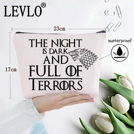 LEVLO Game of Thrones Cosmetic Make Up Bag Game of Thrones Fans Gift The Night is Dark and Full Terrors Game of Thrones Makeup Zipper Pouch Bag for Friend Family, The Night is Dark,