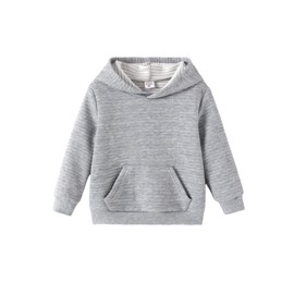 PATPAT Baby Boy Girl Hooded Sweatshirt Size 12-18 Month Light Grey Solid Long Sleeve Pullover Hoodies with Kangaroo Pocket Kids Cute Fall Winter Clothes