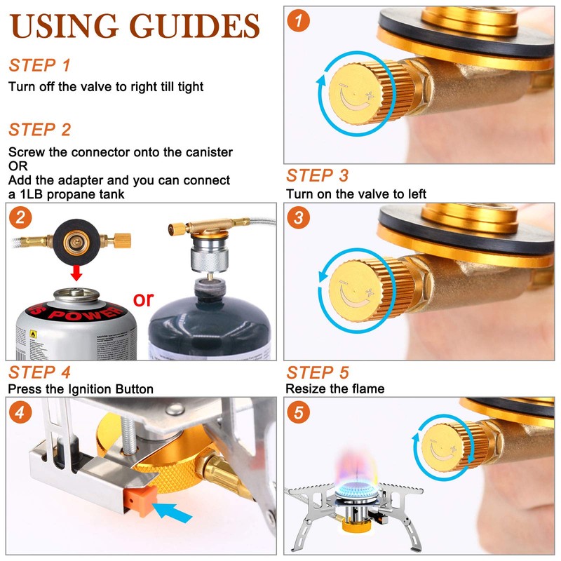 WADEO Camping Stove, Outdoor Portable Burner Cooking Stove Foldable Windproof