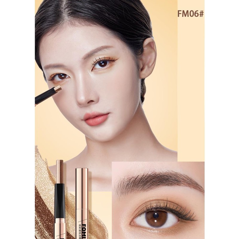 FOMIX Double Color Eyeshadow Stick, Colorful Quick Makeup Contoured and