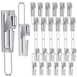 Reallnaive 24 Packs P-38 and P-51 Can Openers with Chains Military Can Opener Stainless Steel Camping Can Opener Portable Can Opener Manual Can Opener Keychain for Travel Camping Survival Outdoor
