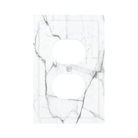 Lhdlnn White Marble Outlet Covers Decorative Light Switch Cover Wall Plate Switchpalte Electrical Faceplate for Kitchen Bedroom Bathroom 5" x 3"