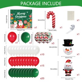 Colorful Merry Christmas Balloons - Pack of 56, Garland, Snowman, Party Decoration