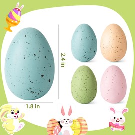 OLIKER 24 Pcs Easter Speckled Eggs, 2.4in 4 Colors Plastic Speckled Eggs and Vase Filler Faux Chicken Eggs for Easter Decorations Basket Filler Vase Decorating