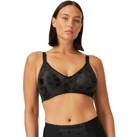 Naturana® Minimizer Bra with Floral Pattern [Cup B-D]: Minimizer Bra Without Underwire Wireless Bra 40 Black C