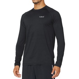 baleaf Men's Long Sleeve Running Shirts Quick Dry Workout Shirts Athletic T-Shirts Lightweight Soft Fishing Tee Tops Black Size XXL