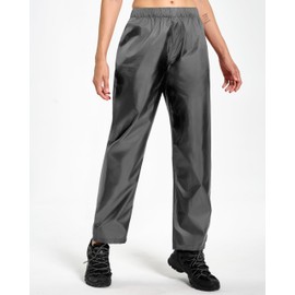 Hebepol Women's Lightweight Waterproof Windproof Hiking Rain Pants Foldable Fishing Outdoor Rain Pants with Storage Bag Grey