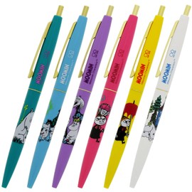 Sunstar Stationery Moomin Oil Based Ballpoint Pen, Click Gold, Set of 6, B N4648M6B