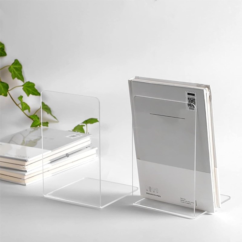 Qidexin 2 Pieces Book Ends, Acrylic Bookends, Non-Skid Book End,