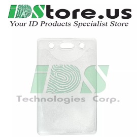 Generic 10 Clear Vinyl Vertical Badge Holder with Slot and Chain Holes, 2.3" x 3.38"