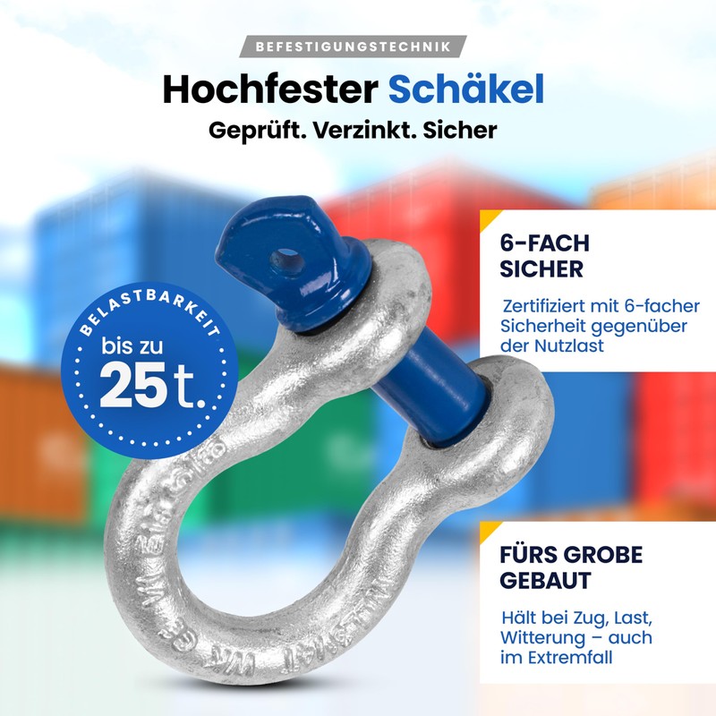 Curved Shackle with Eye Bolts - 1t Load Capacity -