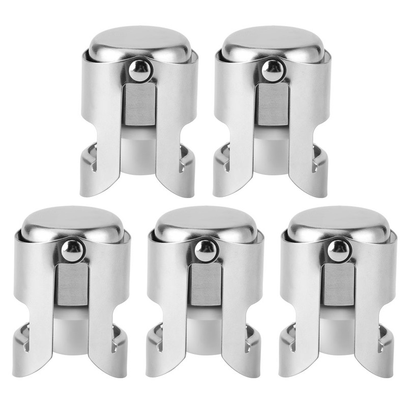 5PCS Stainless Steel Champagne Stopper Wine Drinks Bottle Plug Sealer