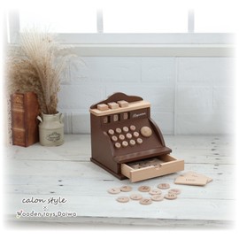 Wooden Toy Register, Antique Style Drawer, Money Set, Number Card Learning Up to 3 Digits with Magnets, Learning Money, Education, Coin Dropping