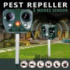 Ultrasonic Solar Animal Repeller 5 Modes with Motion Sensor Flashing