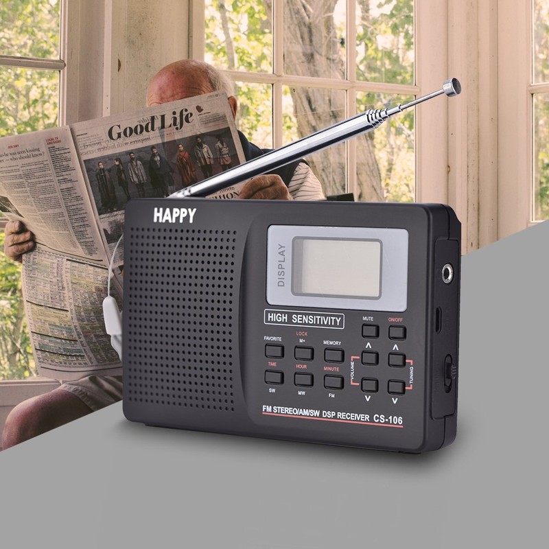 Portable FM/AM/SW/LW/TV Radio with Full Frequency Reception and Auto Backlight