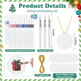 AmazingSpark 64 Pack Magic Foam Texture Painting Kit 36 Pcs 3D Foam Puffy Paper 24 Colored Markers 3 Pcs Watercolor Pens for DIY Craft Drawing Texture Painting Kit Art Supplies Set