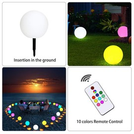 shumi Solar Ball Light-12inch LED Outdoor Table Lamp, 10 RGB Colors and Dimmable Globe Light with Remote,Decor for Nursery Patio Garden Yard Beach Pathway