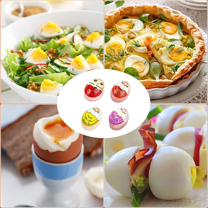 JINJUMEI Pack of 4 Egg Timers for Cooking (Soft/Medium/Hard) Colour-Changing