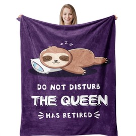 Best Retirement Gift for Woman, Funny Retirement Gifts for Women 2025, Happy Retirement Gift for Teacher/Coworker, Retired Gifts for Women, Farewell Gift, The Queen Has Retired Sloth Blanket 60" X 50"