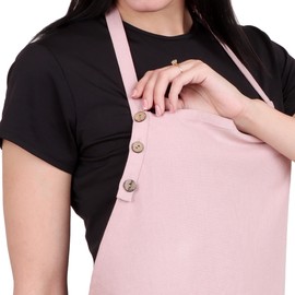 Natural Craft Kitchen Apron Cotton Waterdrop Resistant with adjustable Aprons for Women with Pockets 8 Color option Cooking (Blush pink/powder pink)