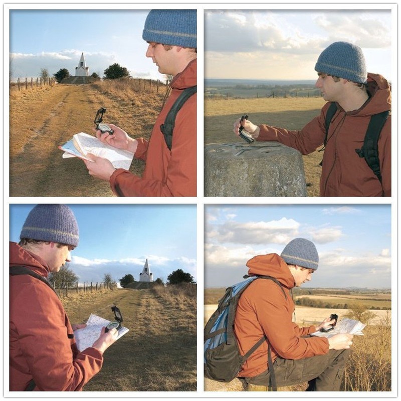 GWHOLE Kompass Militär Marschkompass mit Tasche für Camping, Wanderung, deutsche