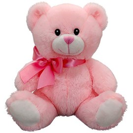 OCINAPALS 8" Pink Embroidered Eye Teddy Bear with Pink Ribbon