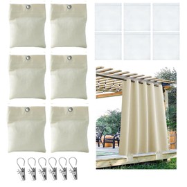 EUGFI 6Pcs Outdoor Curtain Weights Bags with Metal Clips and PE Sealed Bags Ideal for Securing Outdoor Curtains Cabana Gazebo Garden in Windy Conditions Reusable Premium Quality Material