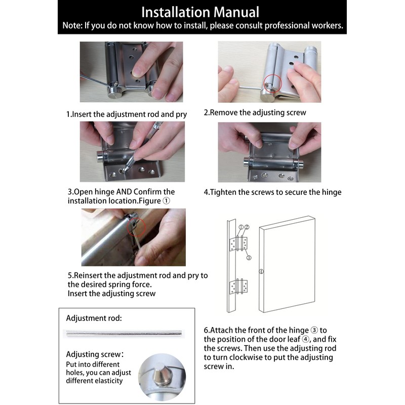 3" Double Action Spring Hinges, Self Closing Door Hinges for