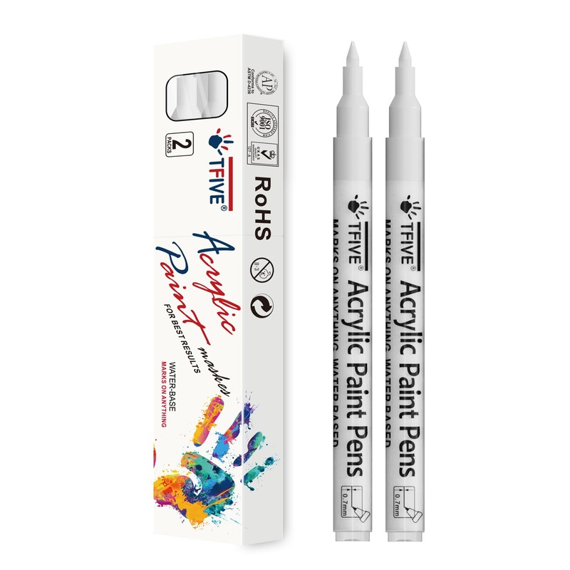 TFIVE White Paint Marker Paint Pens - 2 Pack Acrylic