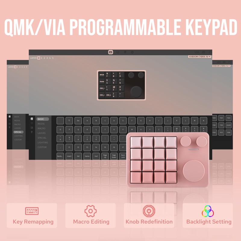 KiiBOOM Cybrix 16 VIA Programmable Macro Pad - 16 Keys