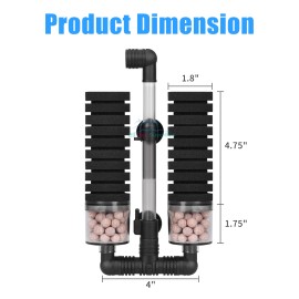 XY AQUANEAT Aquarium Sponge Filter with Ceramic Media Balls, with 2 Spare Sponges - middle 1