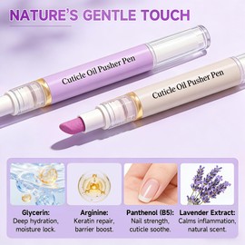 2 Pcs 2-in-1 Cuticle Oil Pusher Pen - 2026 New Ceramic Cuticle Pen,No Leak Travel Size Cuticle Pusher Pen With Oil,Moisturizing And Brightening Instant Keratin Removal Tool For Dry Damaged Nails