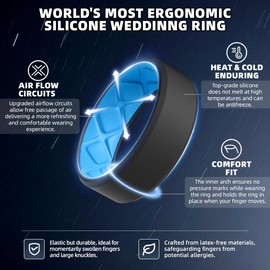 Egnaro Men's Silicone Rings, 7.5mm Wide 2.5mm Thick Rubber Wedding Bands For Him, Ergonomic Beveled Edge Two Tone Waterproof Workout Accessories