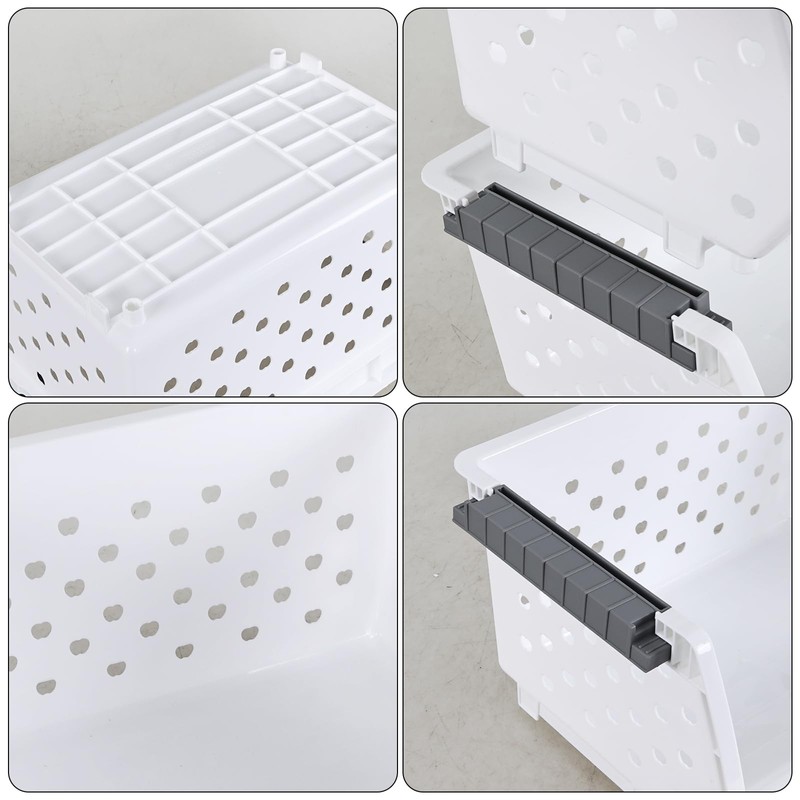 Jekiyo 4-Pack Plastic Stackable Organizer Basket, Stacking Storage Baskets