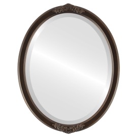 OVALCREST Oval Beveled Wall Mirror for Home Decor - Athena Style - Rubbed Bronze - 18x22 Outside Dimensions