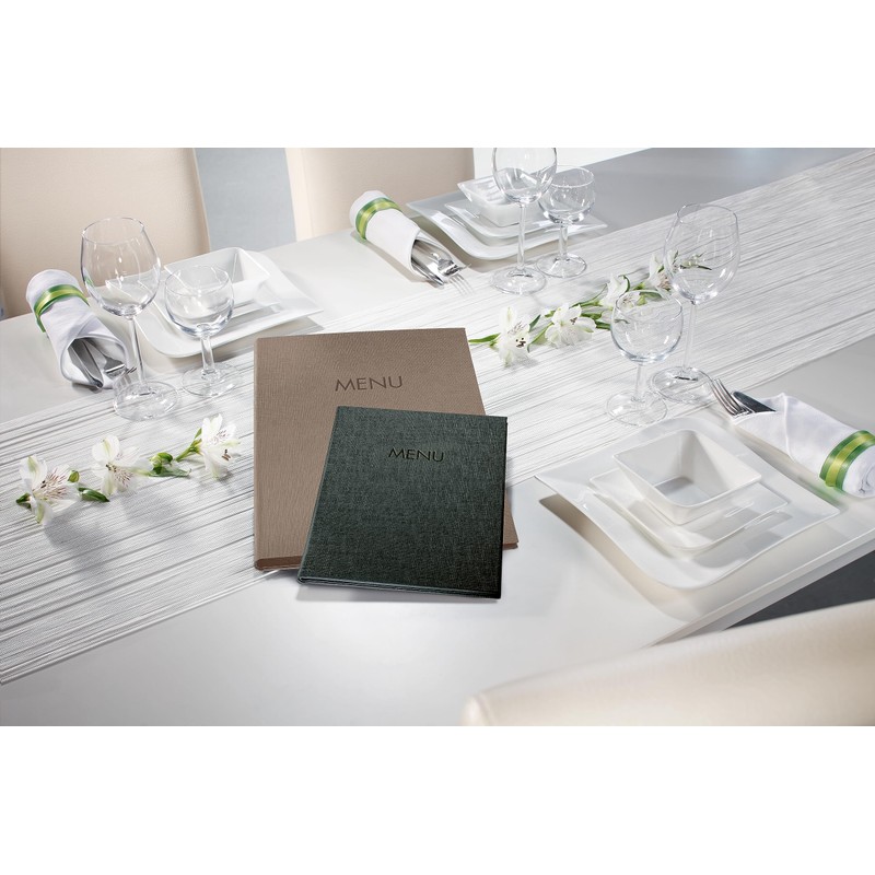 SIGEL Menu Folder A5 Rubber Binding Beige Linen Texture Durable