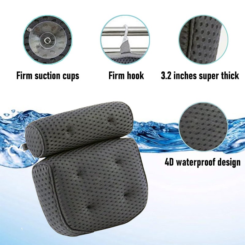 SculifyVita Bath Pillow - Non-Slip Luxury Head/Neck Support, 4D Air