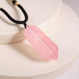 Unbranded Natural Rose Quartz Crystal Point Pendant Healing Self Love Necklace Talisman