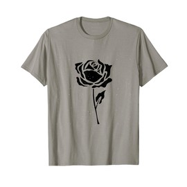 Vintage Black Flower Rose Design White T-Shirt
