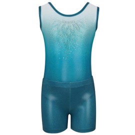 Gogokids Girls' Three Piece Gymnastics Set, Sleeveless Leotard with Shorts and Headband, Ballet Dancing Leotard Gymnastics Outfit with Sparkling for Girls, Sleeveless Jerseys for 3-12 Years, Colour