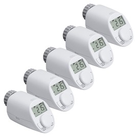 eqiva Electronic Radiator Thermostat Model N with Boost Function and Quiet Compact Gearbox Set of 5